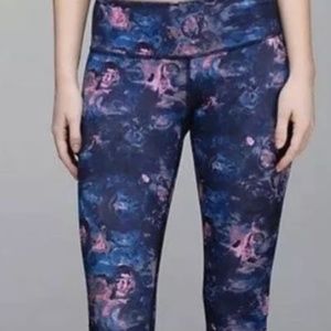 Lululemon Wunder Under Pants 4 Leggings Blue Pink